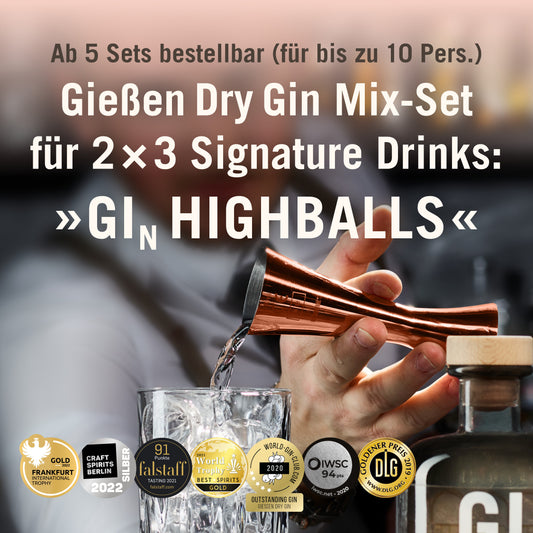 Gießen Dry Gin Signature Mix-Set „Highballs“ für je 2 Personen (AB 5 SETS BESTELLBAR)