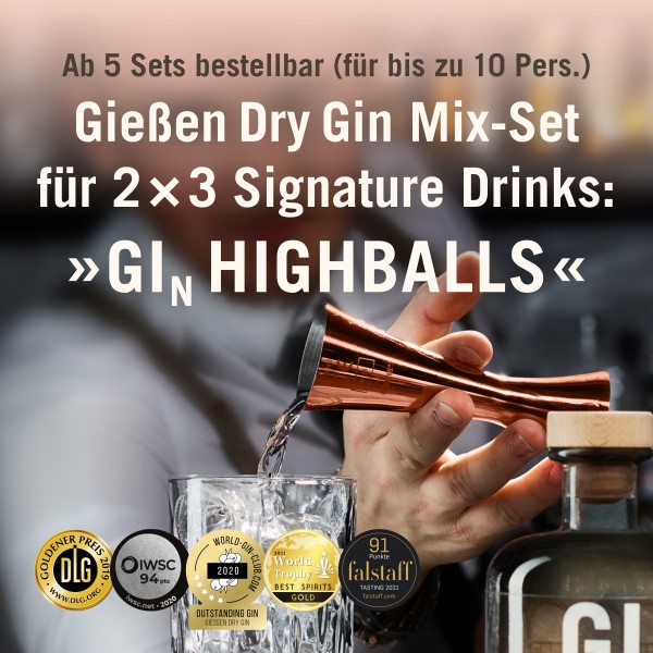Gießen Dry Gin Signature Mix-Set „Highballs“ für je 2 Personen (AB 5 SETS BESTELLBAR)